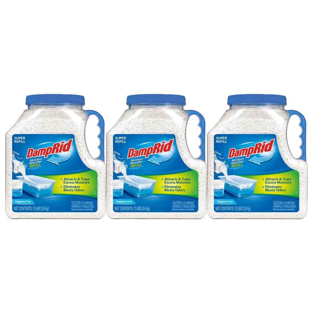 DampRid 7.5 lbs Fragrance Free Super Refill Moisture Absorber Non-toxic 3-Pack