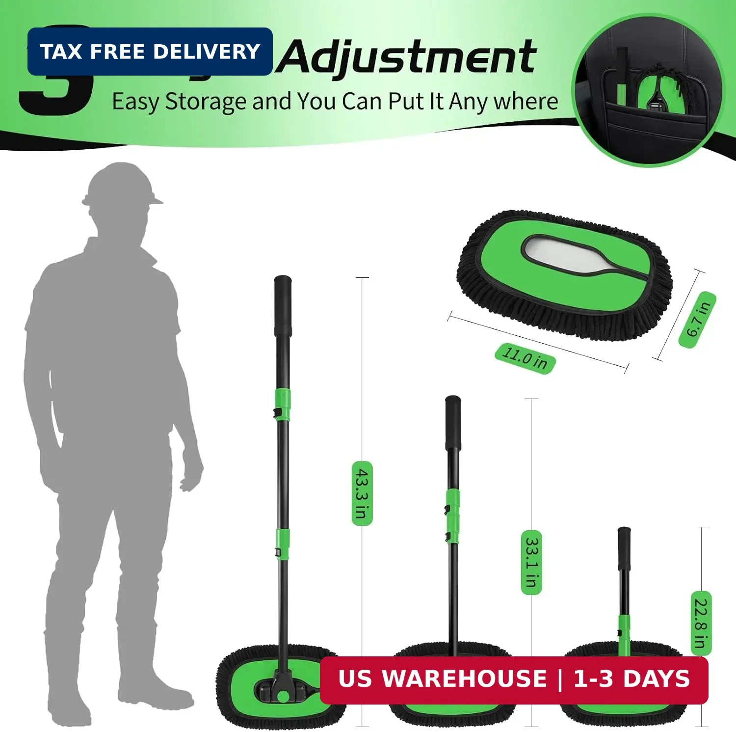 Car Wash Brush with Long Handle – 15°Curved Car Brushes for Washing Exterior, Mi