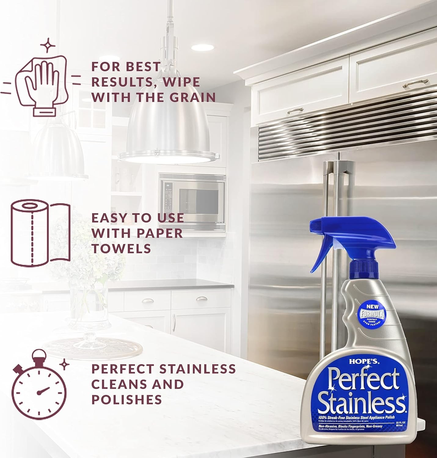 Perfect Stainless Steel Cleaner 22-Ounce, Streak-Free Self-Polishing Formula,…