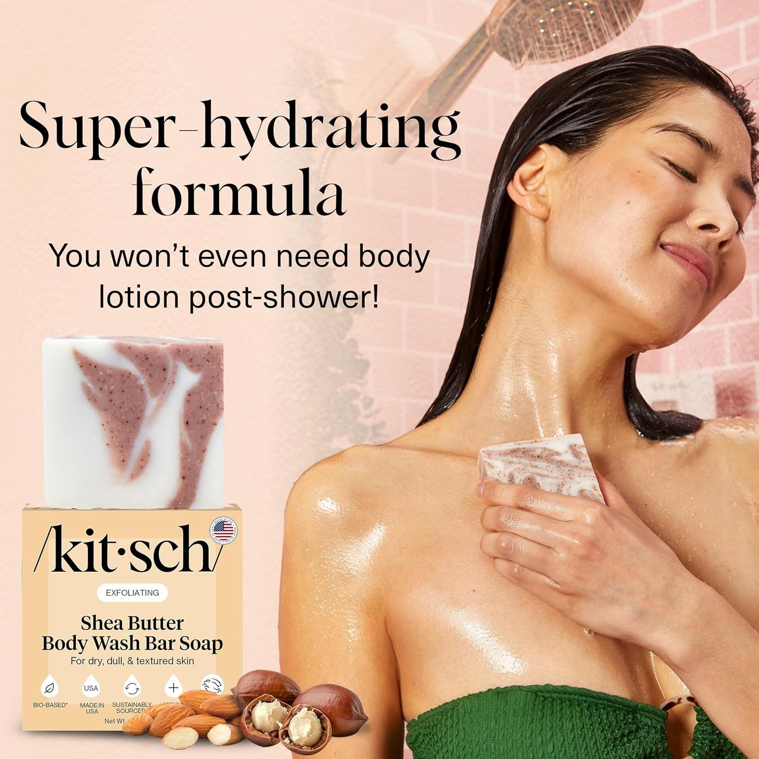 Shea Butter Exfoliating Body Wash Bar Soap – Super Hydrating with
