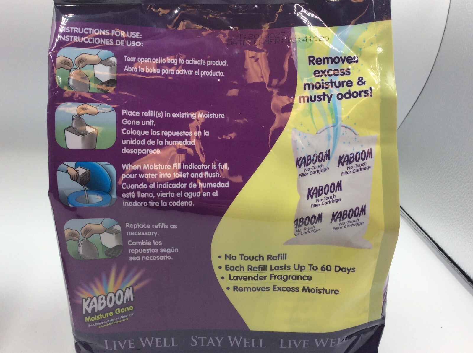 Kaboom Moisture Gone 12oz Refillable Cup & 48 oz Refill Bag Includes 4 refills
