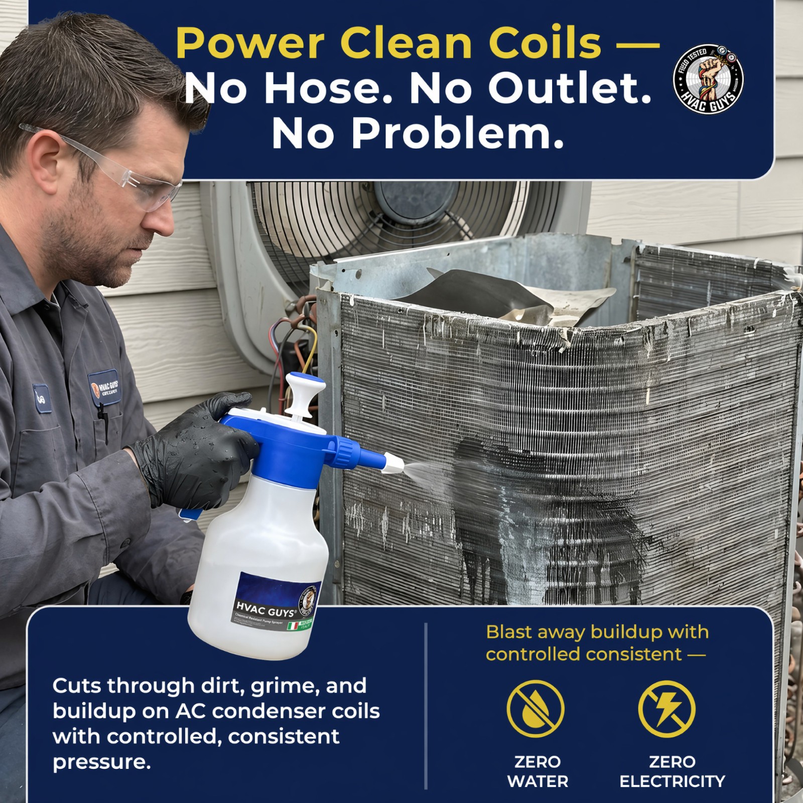 HVAC Guys Dura-Spray Coil Cleaner Pump Sprayer | Handheld Chemical Pump Sprayer