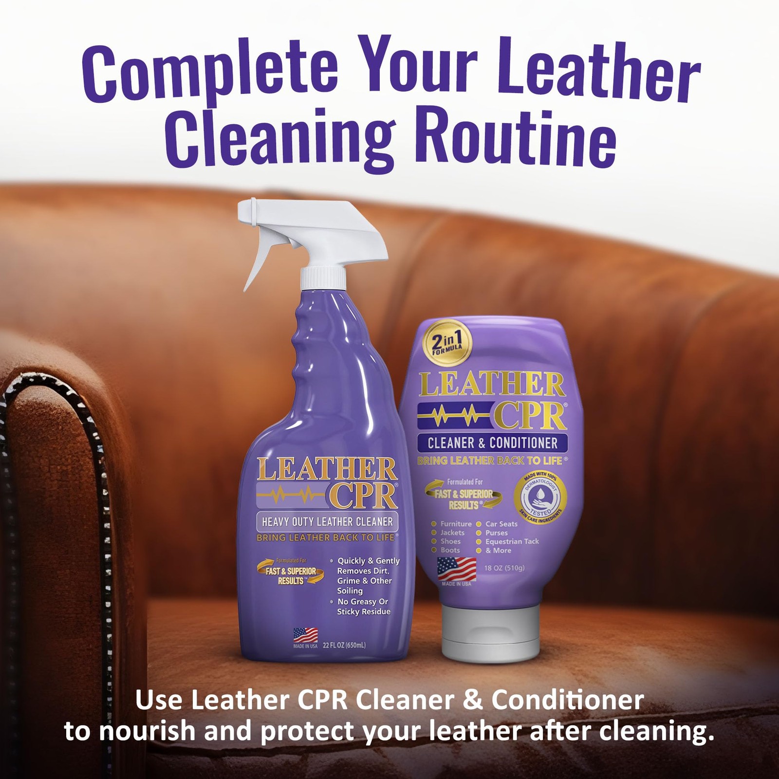 Leather CPR Heavy Duty Leather Cleaner 22oz, Car Leather CPR Cleaner and Cond…