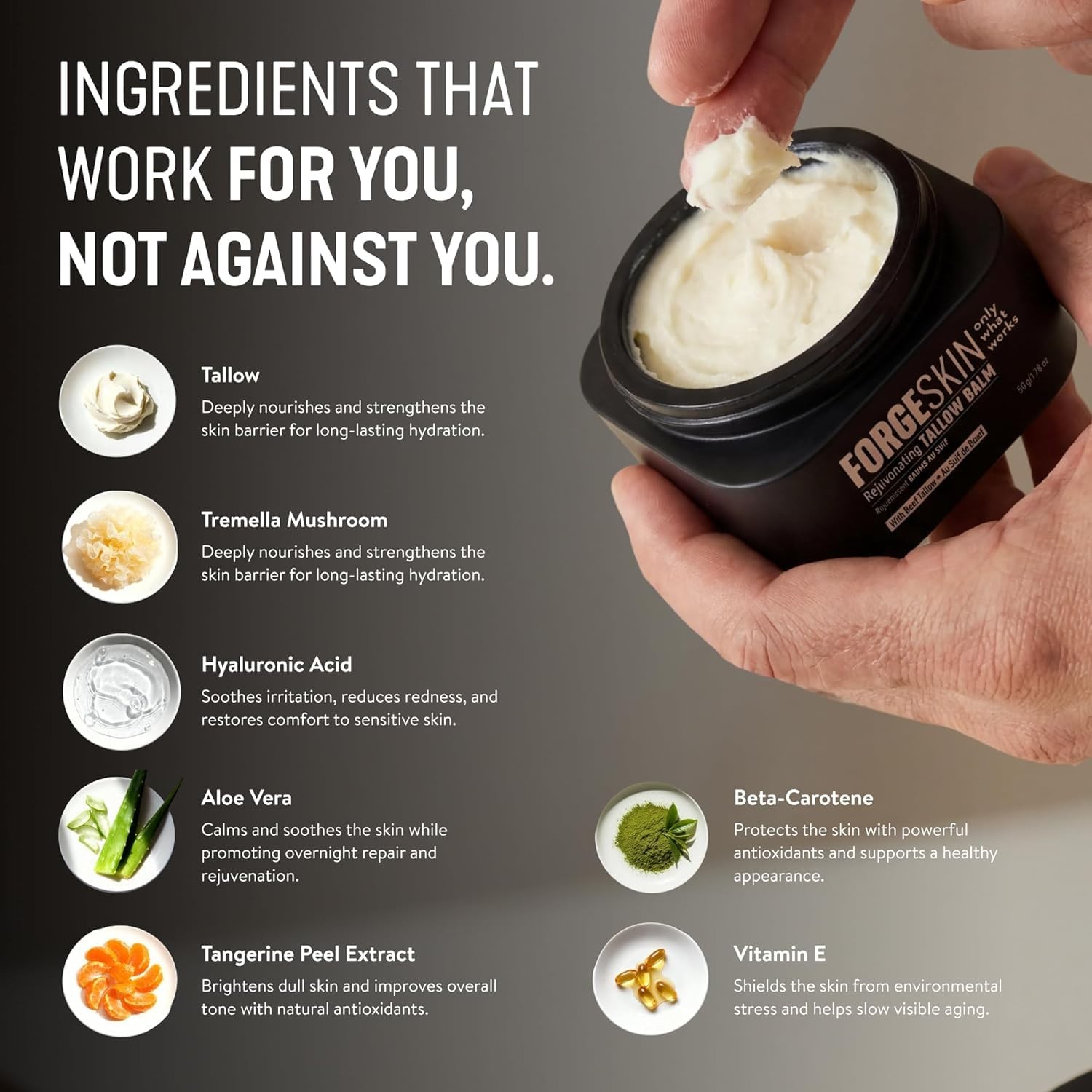 Forge Skin Beef Tallow Balm Moisturizer for Men Skin Care – Face + Body Anti A