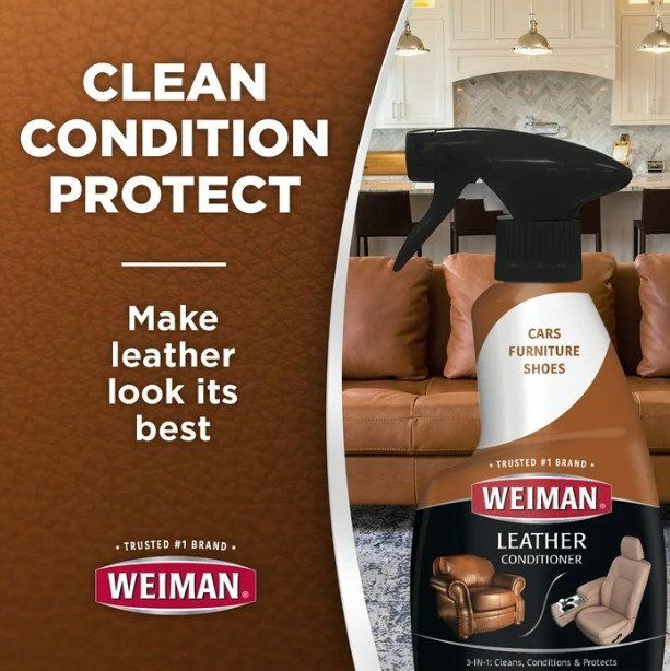 Weiman LEATHER CONDITIONER CLEANER Protect Restore Car Auto Seat Sofa 12oz spray