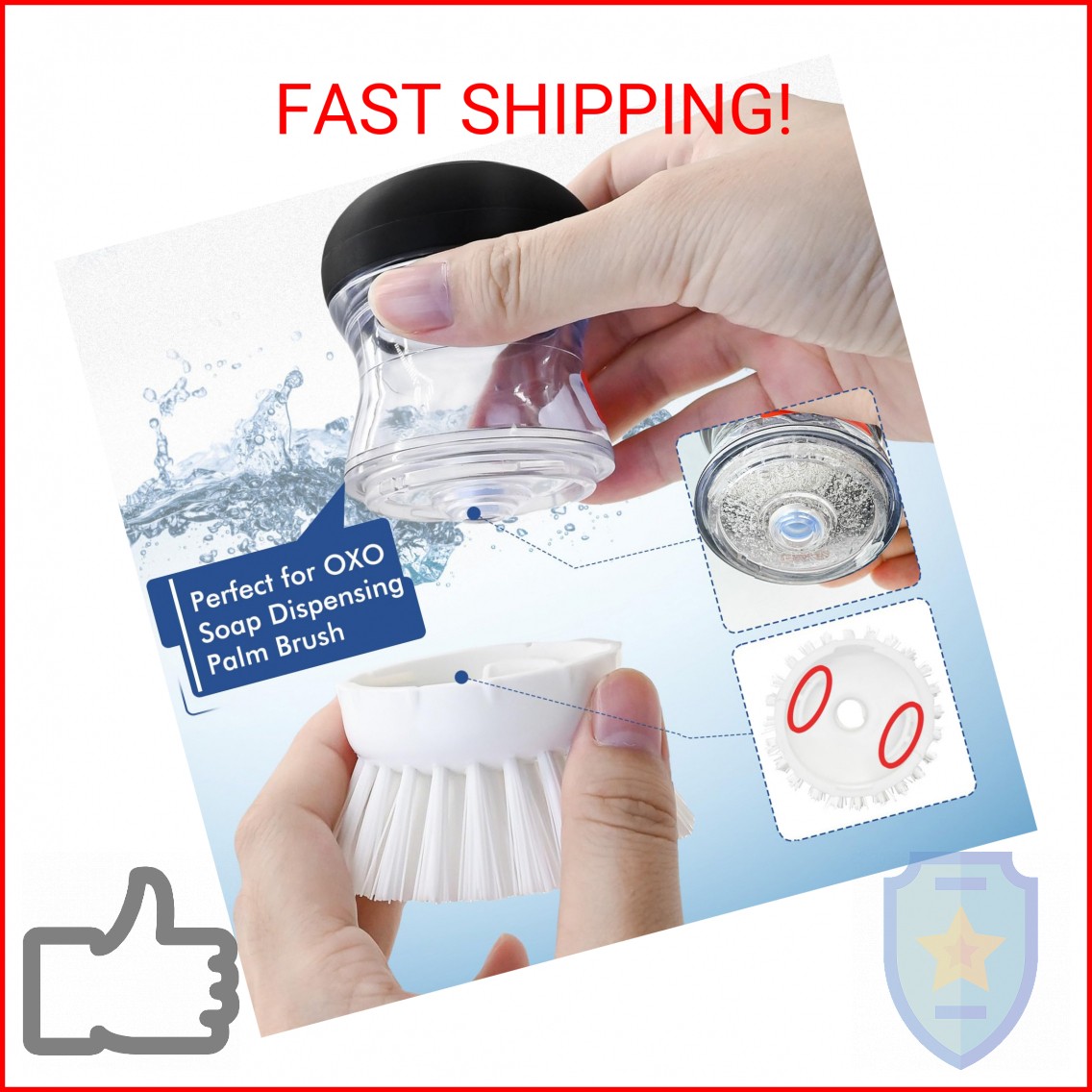 Palm Brush Refills for OXO Soap Dispensing Dish Brush – 4 Pack Cleaning Replacem