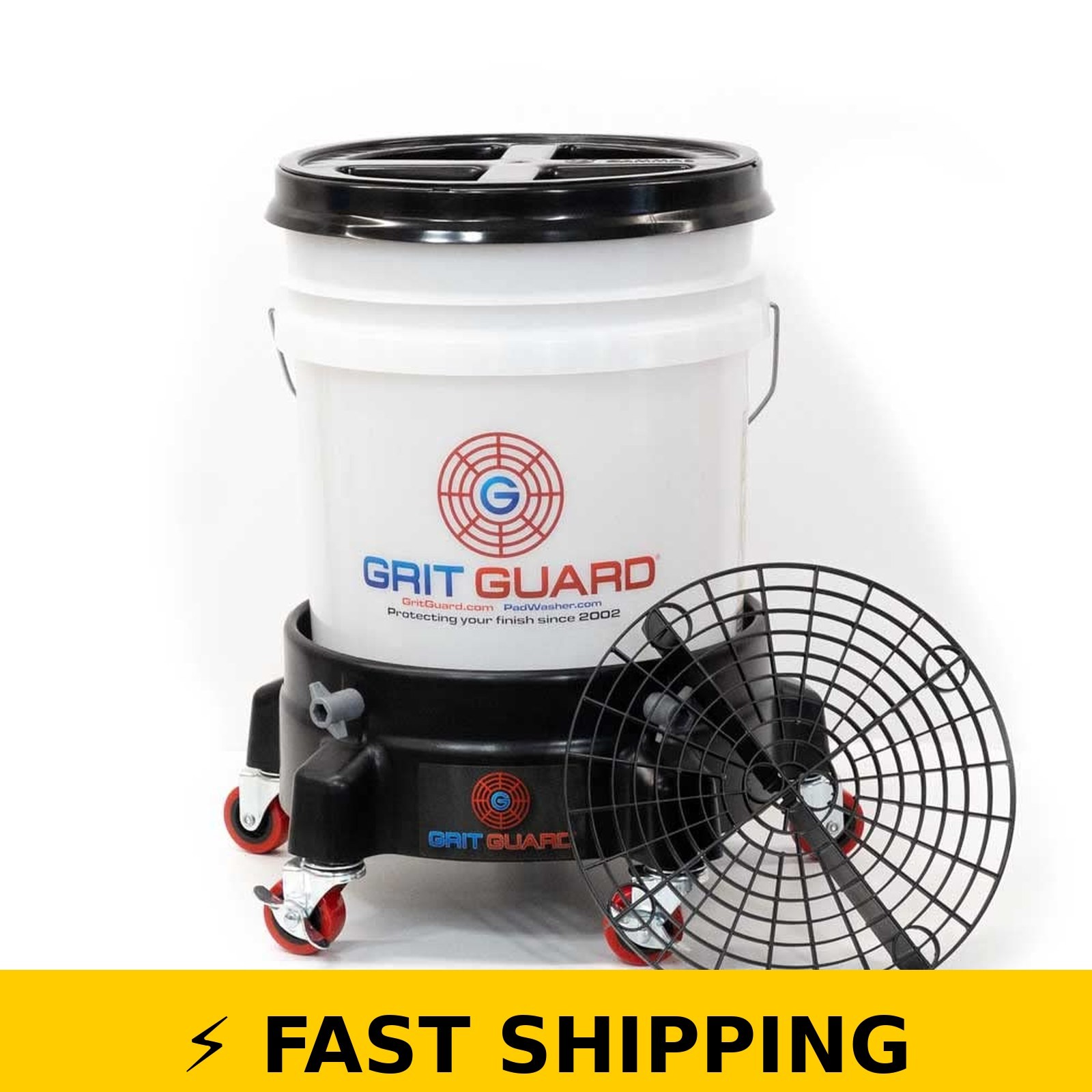 Grit Guard 5 Gallon Washing System – Car Wash Kit with Dolly, Black