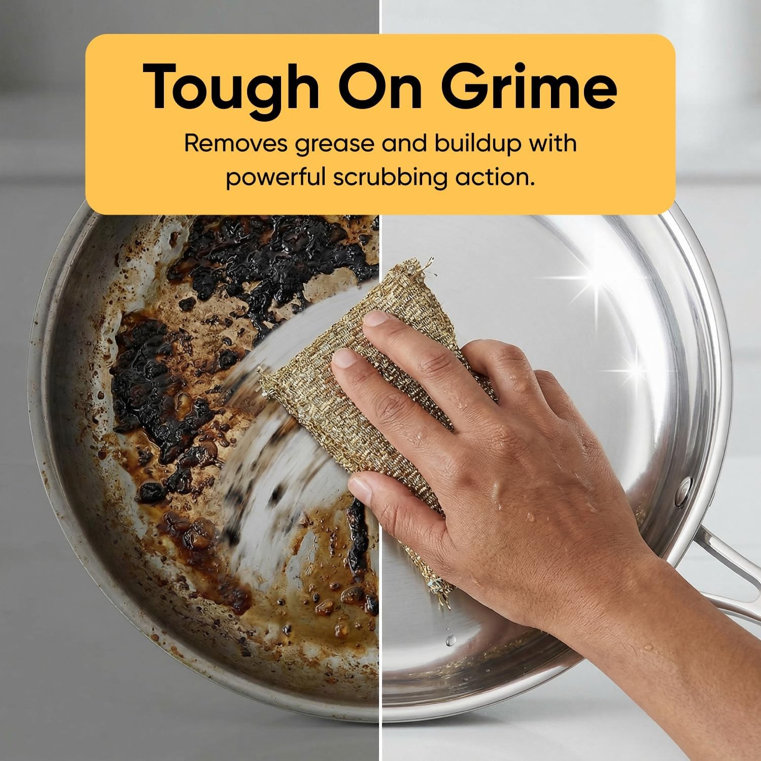 Gold and Silver Kitchen Sponge Scrubber, Heavy Duty Metallic Sink, Pot, Dish