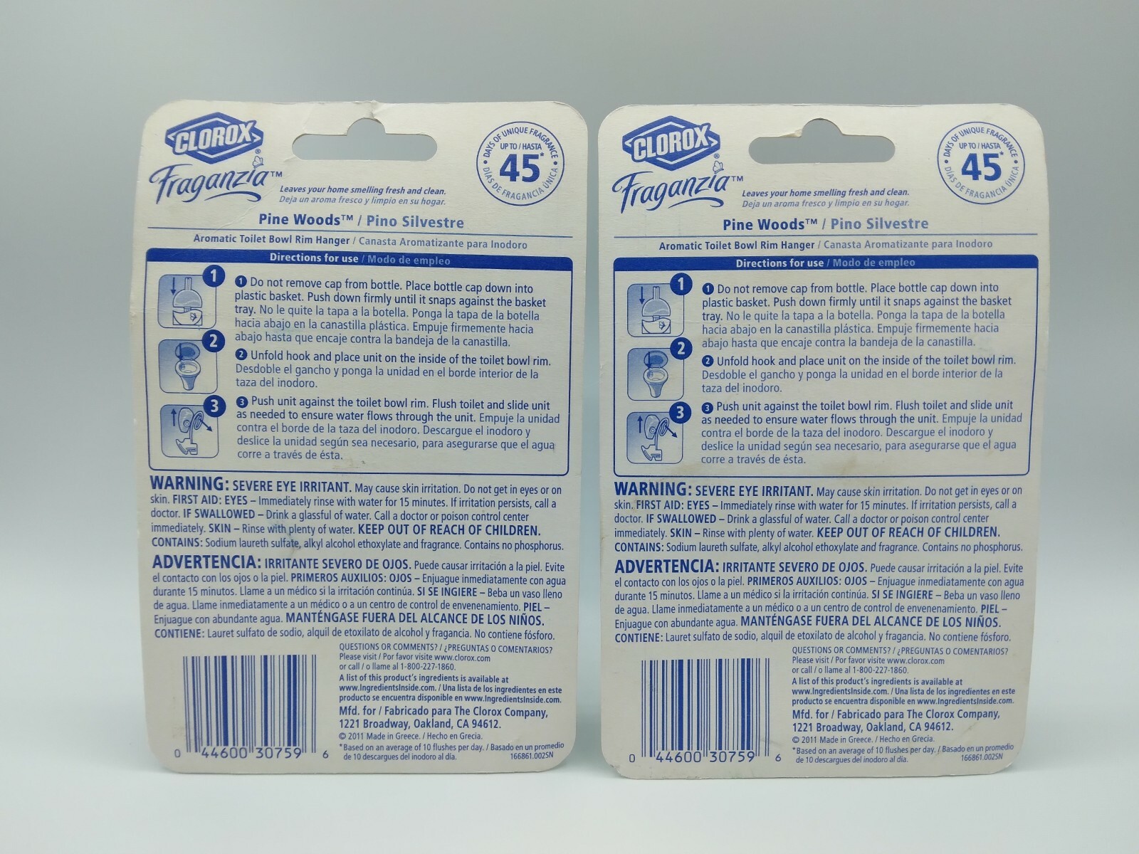 Lot of 2 Clorox Fragranzia pine woods automatic toilet bowl rim hanger