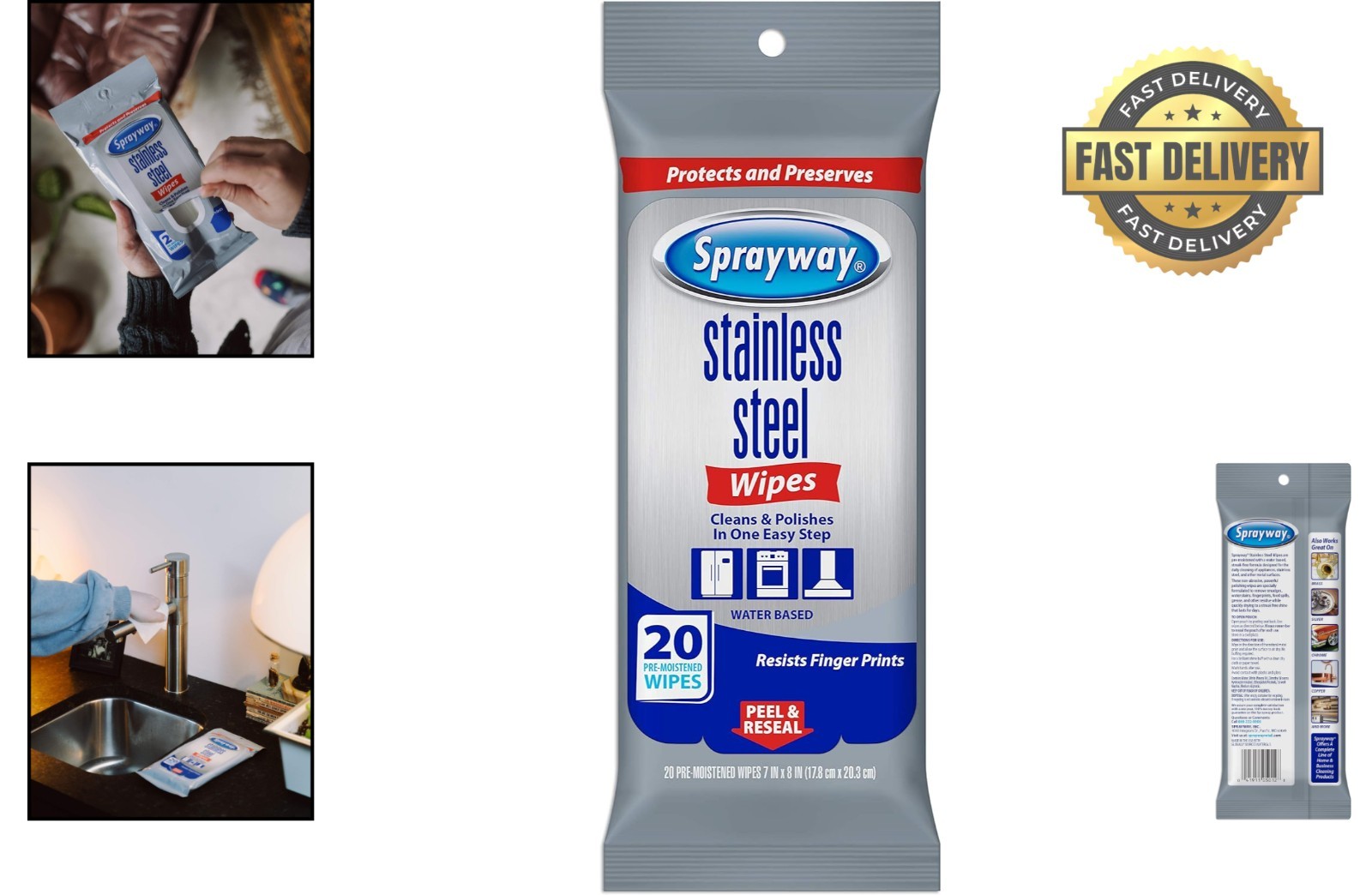 20 Unscented Stainless Steel Wipes – Effortless Removal of Stains & Smudges