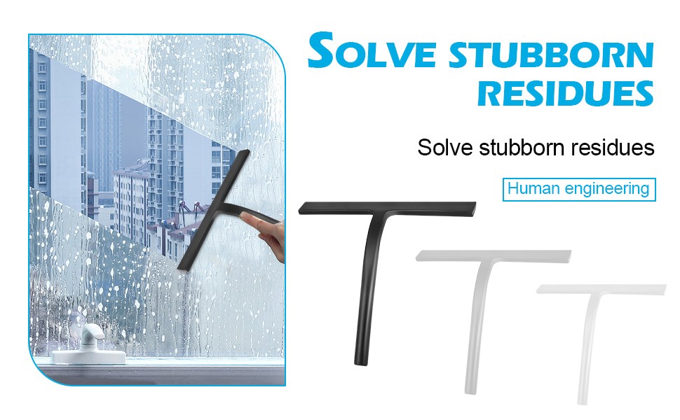 Shower Squeegee for Glass Doors, Mirror Window Tile Scrubber Cleaner with Hook
