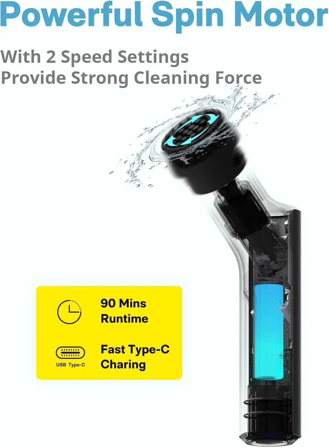 HOTO Cordless Electric Spin Scrubber, IPX7 Full Body Waterproof Bathroom Cleanin
