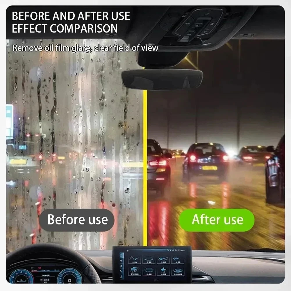 150ml Car Glass Oil Film Remover – Windshield Cleaner Brush, Water Repellent