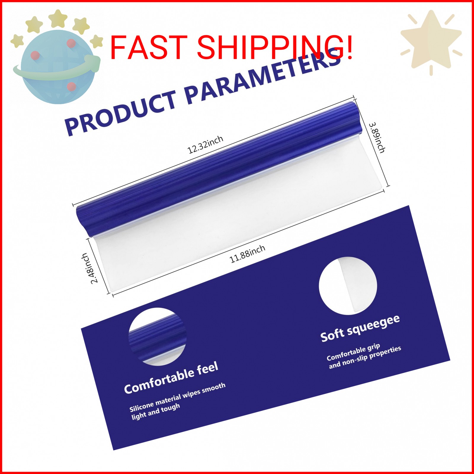 Hbxdeco Professional Automotive Wiper Blade Squeegee, 12 inch 3-Layer Silicone W