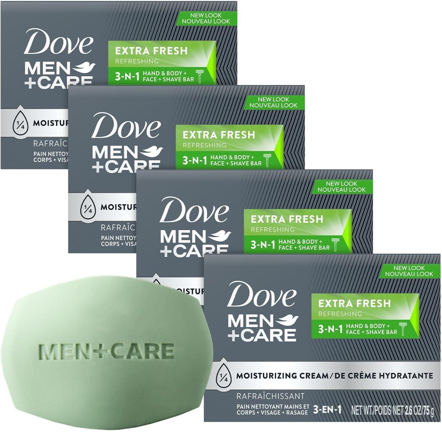 Dove Men+Care Soap Bar, Extra Fresh Scent 4-Pa – Hydrating 3-in-1 Body,