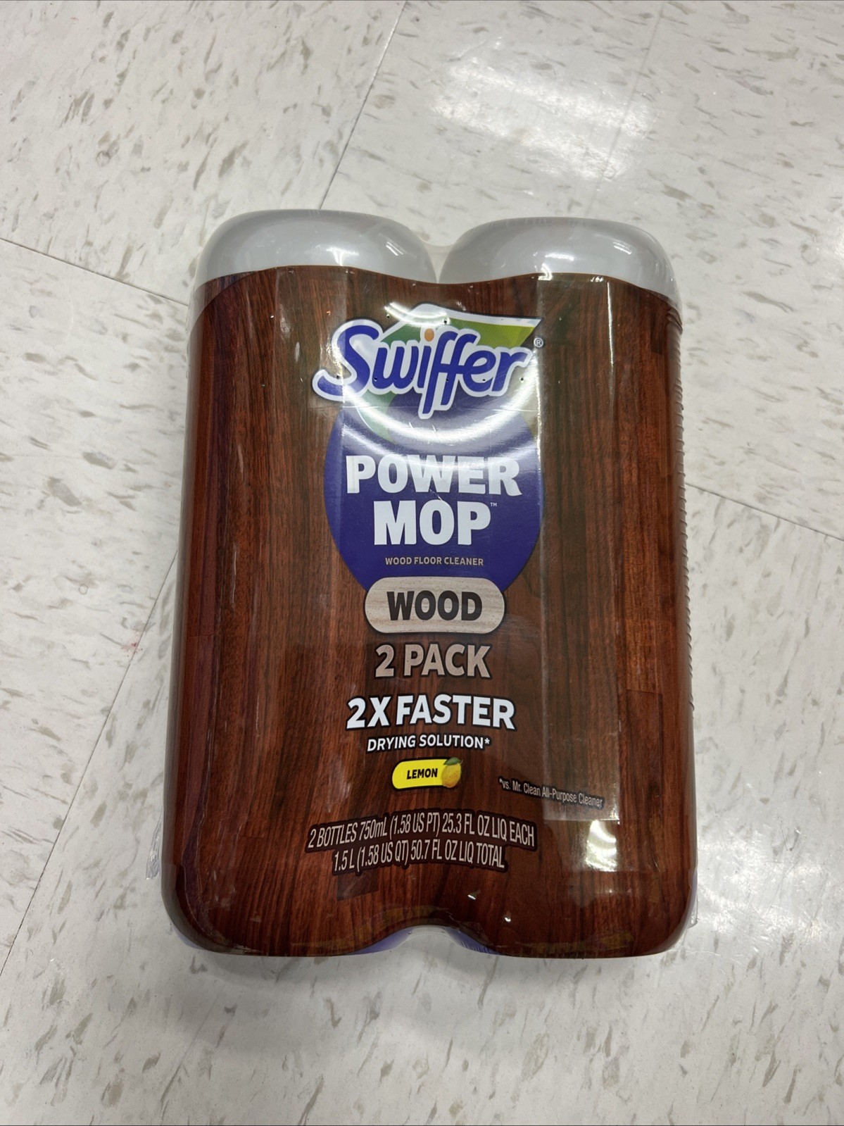 Swiffer Power Mop Wood Quickdry Floor Cleaner – 2 Pack 25.3 oz. each NEW SEALED