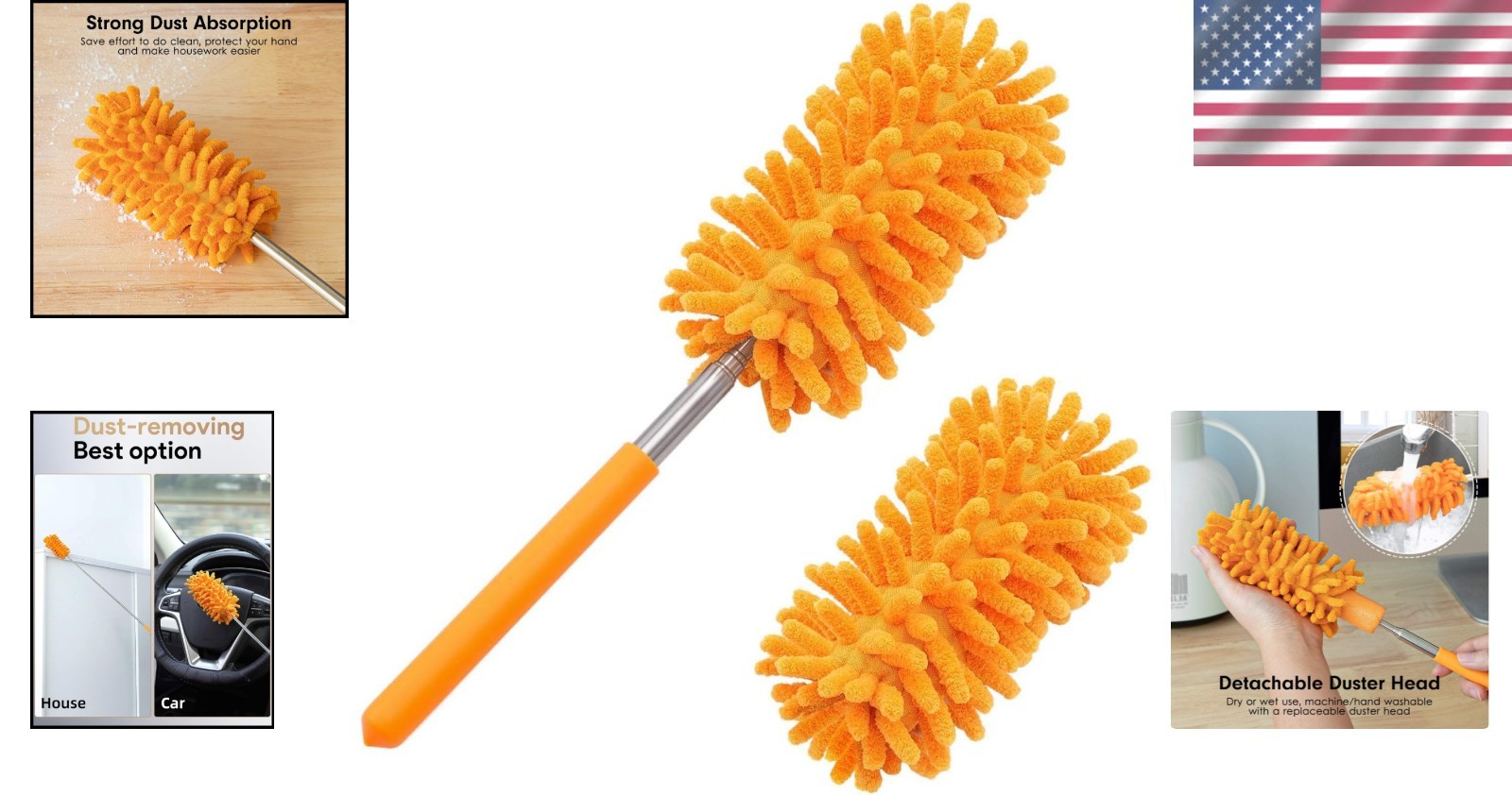 2-Pack Hand Washable Microfiber Duster – Lightweight & Telescoping Cleaning Tool