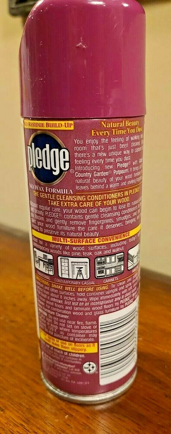Vintage PLEDGE with GLADE COUNTRY GARDEN FURNITURE Polish Spray 1998 7 oz NOS