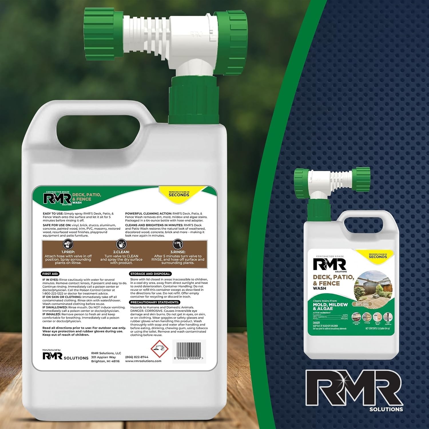 RMR Deck, Patio, & Fence Wash – Commercial-Grade Outdoor Stain Remover for Mo…