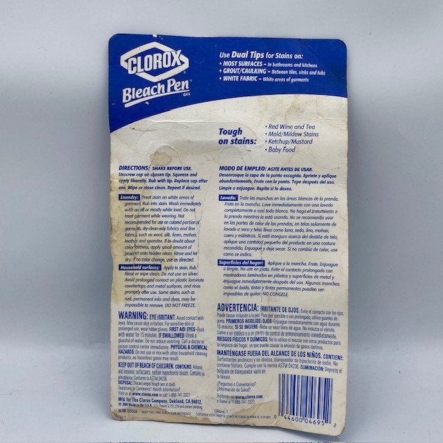 NEW SEALED Clorox Bleach Pens Pack of 2 Discontinued 2005 Dual Tips 2 Oz Each