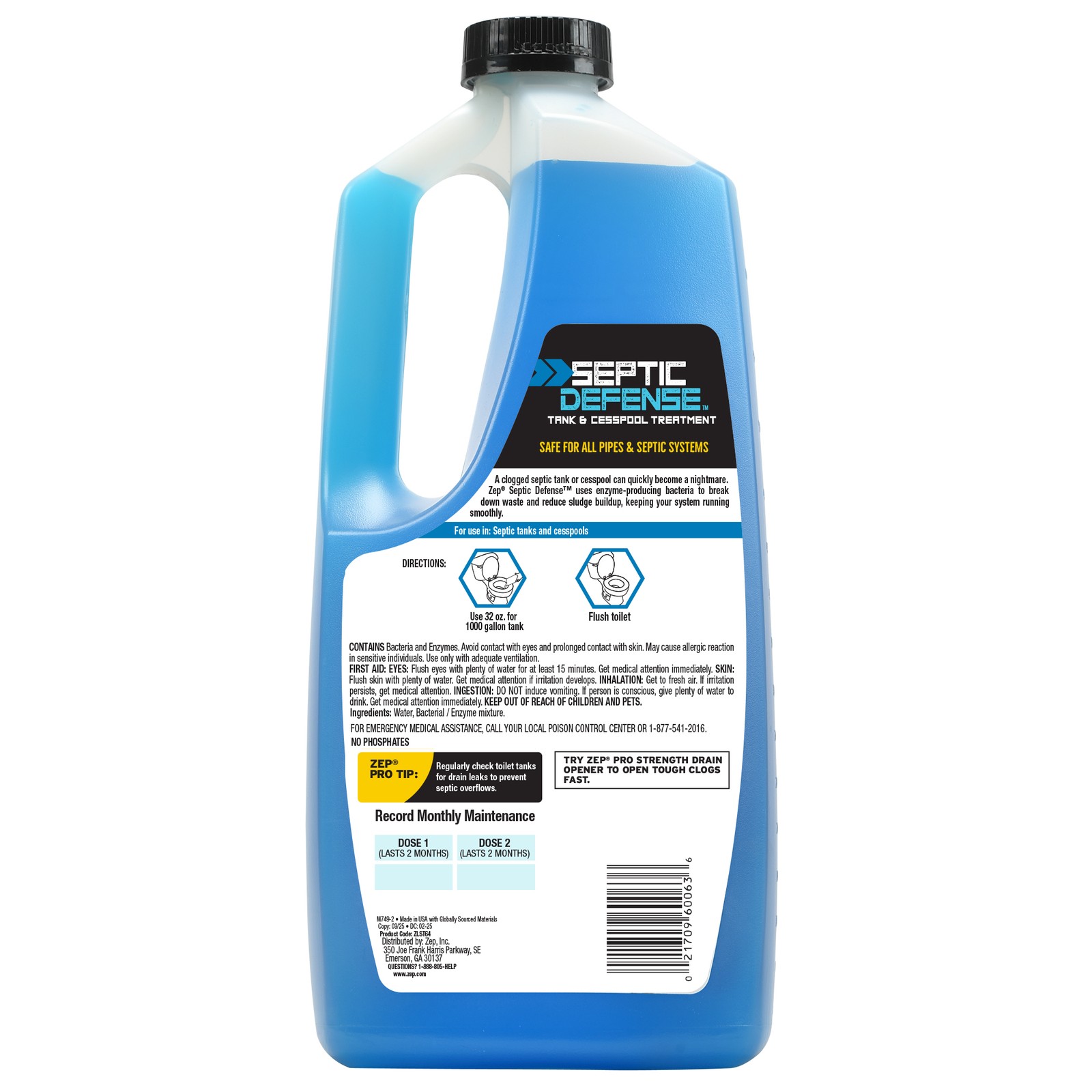 Zep Septic System and Cesspool Treatment Liquid – 64 Oz – ZLST648