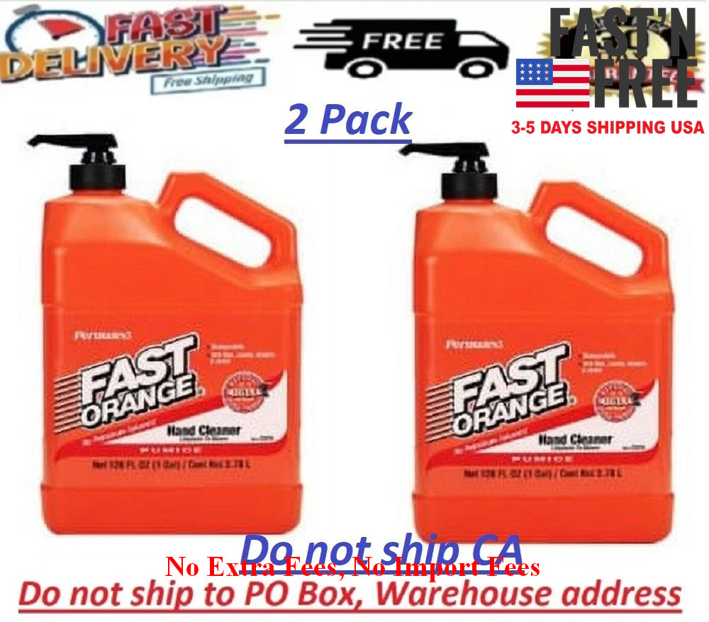 Fast Orange Pumice Hand Cleaner 1 Gal. Orange Scented Natural Citrus Scent 2PACK