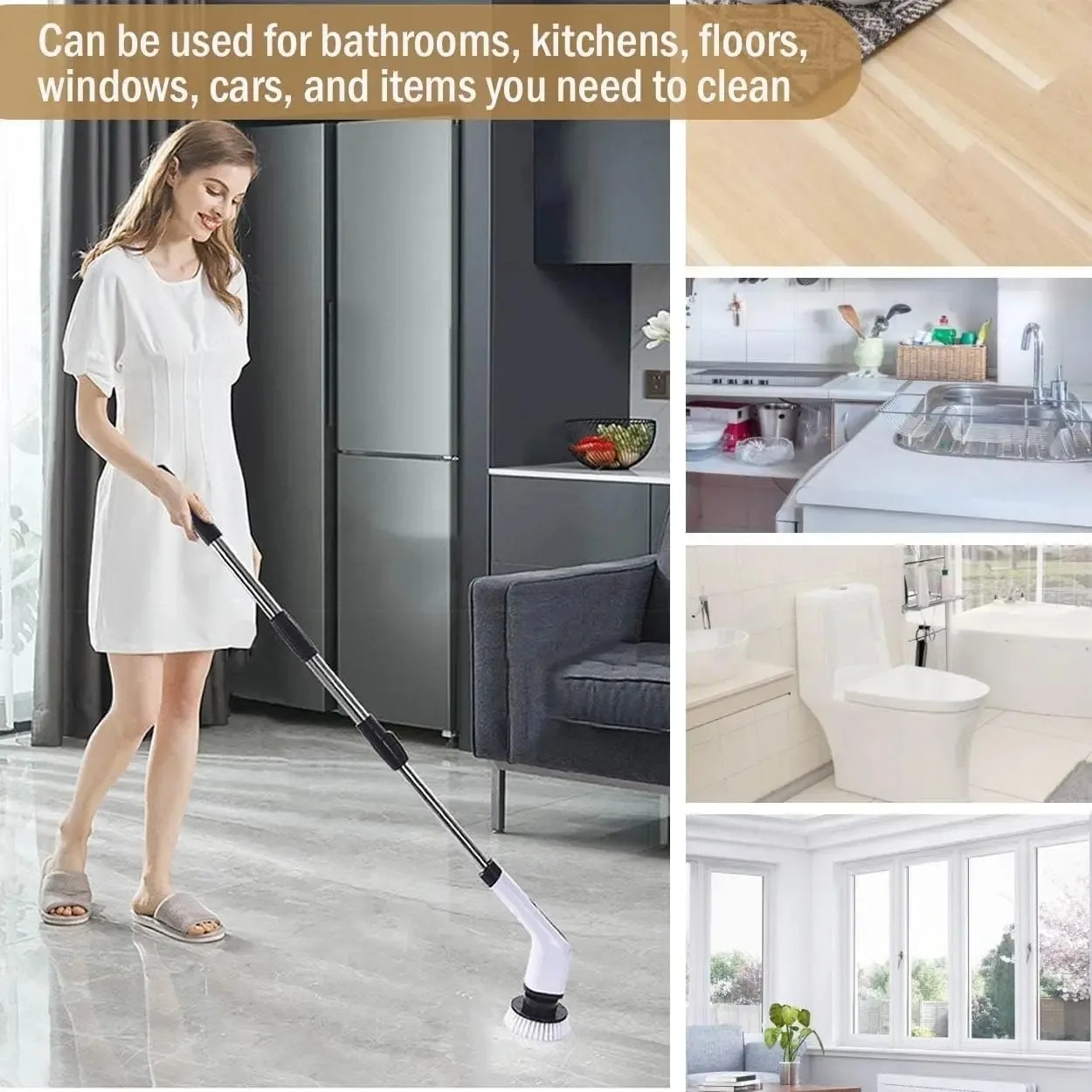 ANENG Electric Spin Scrubber Cordless Cleaning Brush for Bathroom Kitchen