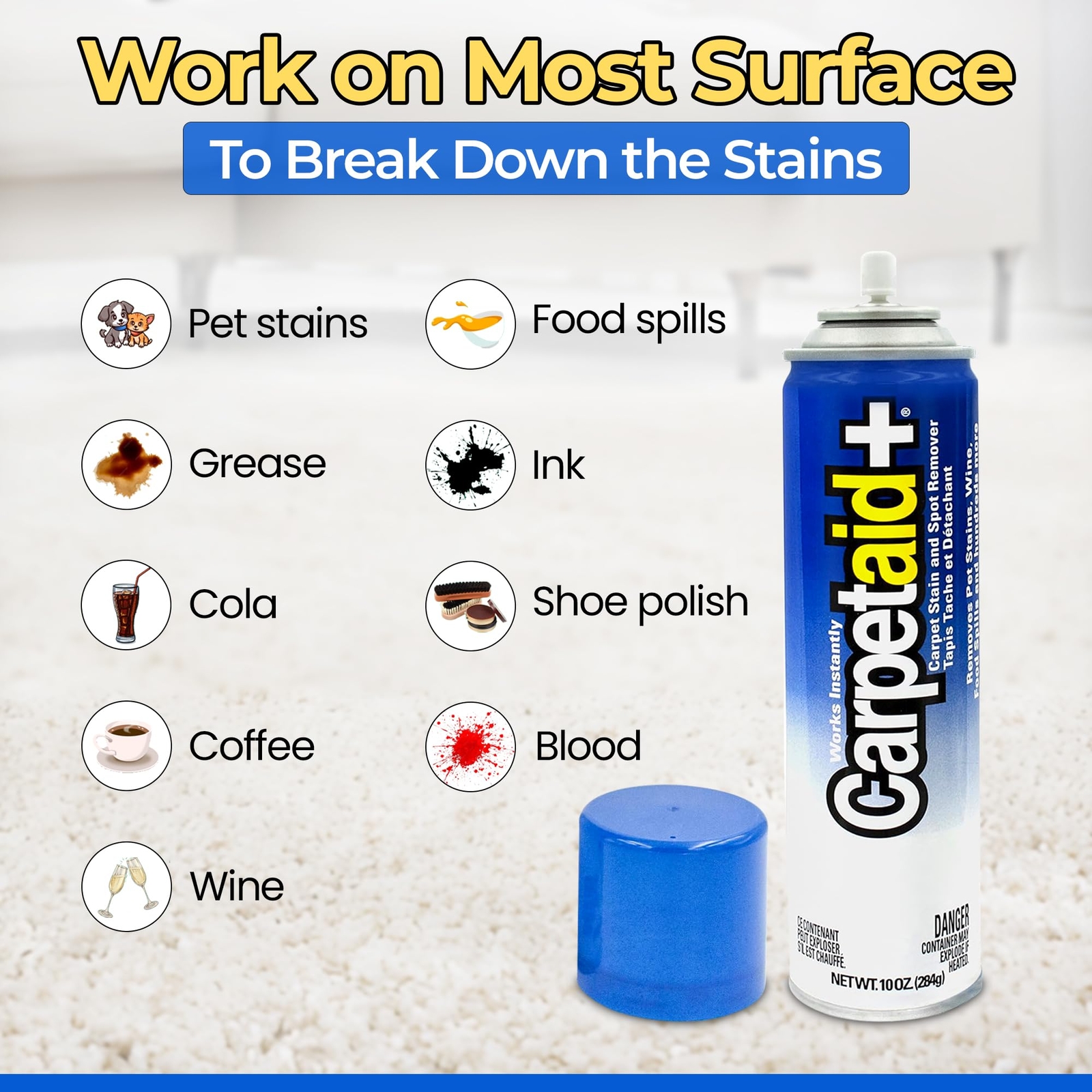 Carpet Stain Remover Spray 10 Ounce Pack of 2 Quick Effective Multi Surface C…