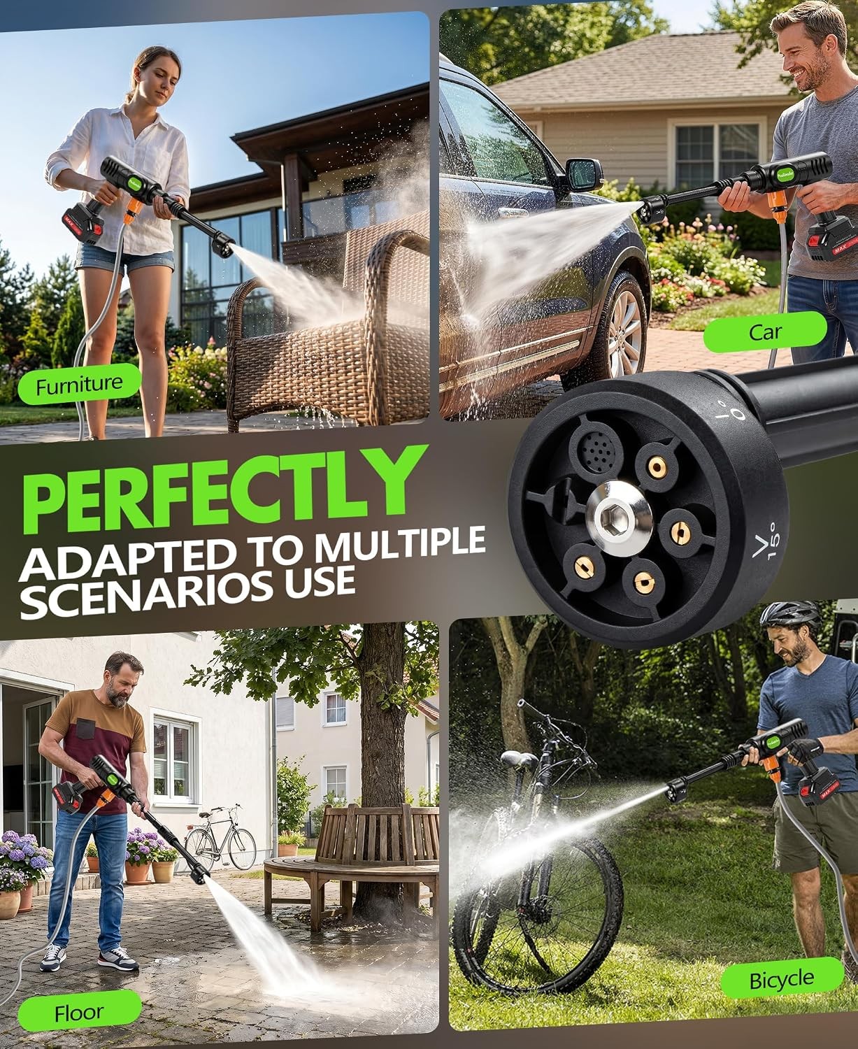 Cordless Car Wash Sprayer Portable Pressure Washer Foam Cannon 6-in-1 Nozzle