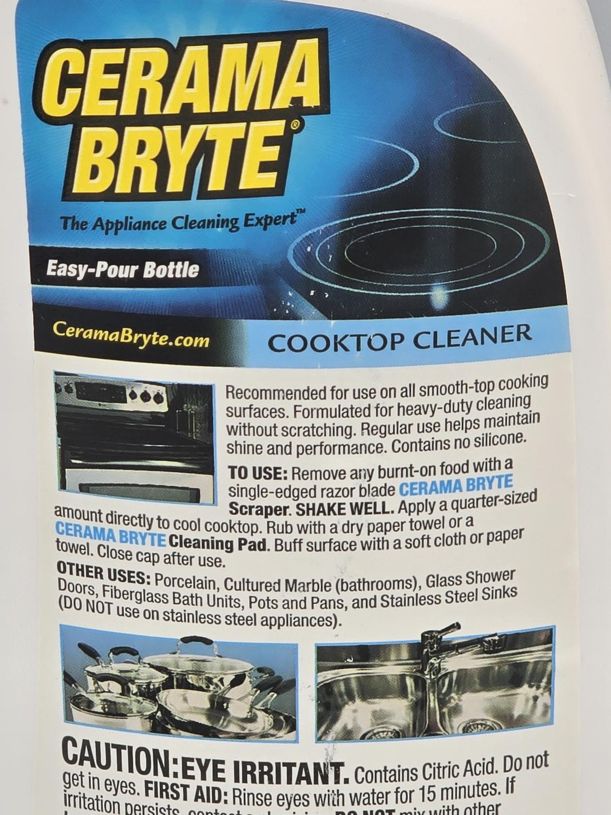 Cerama Bryte Remove Stains Cooktop/Stove Top Cleaner Glass/Ceramic 28oz (2 Pack)