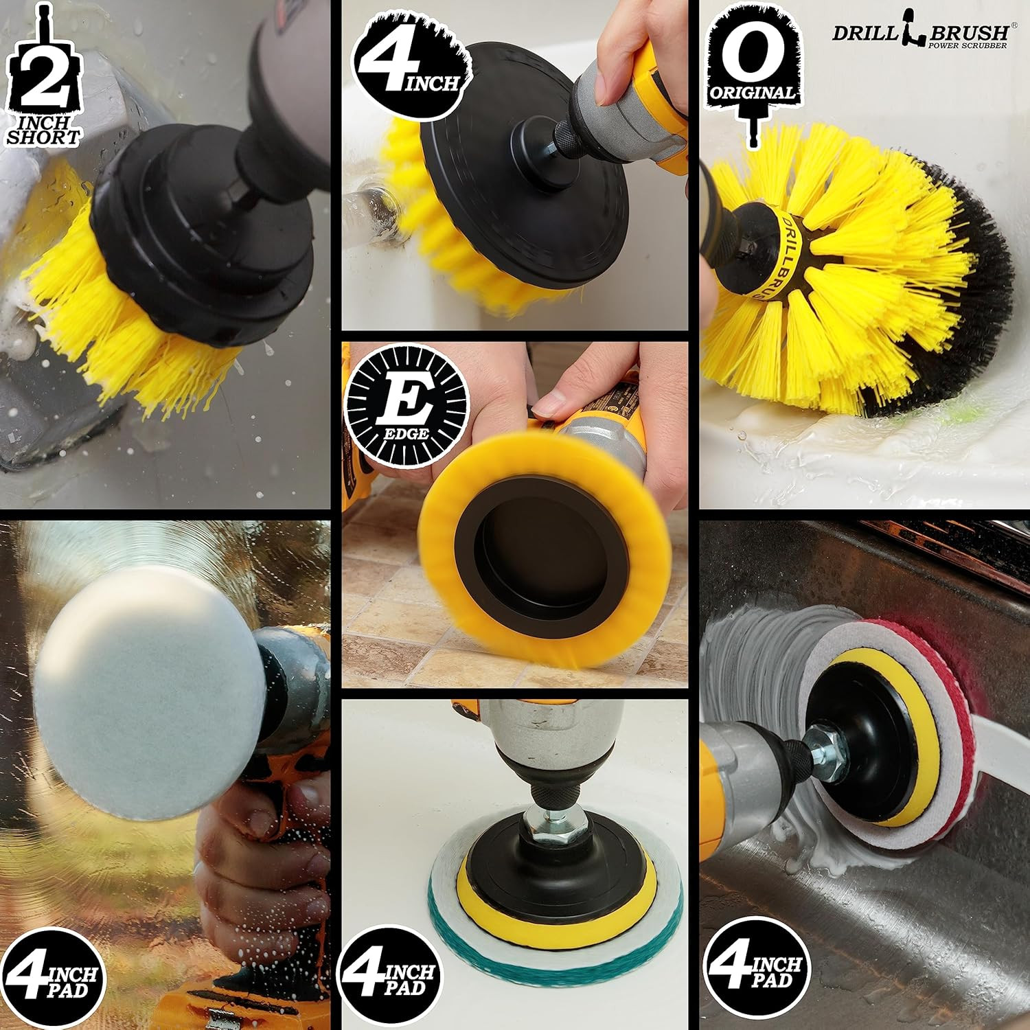 Rotary Brush Kit – Scrub Pads – Shower Scrubbing Brushes for Cordless Drill – Ti