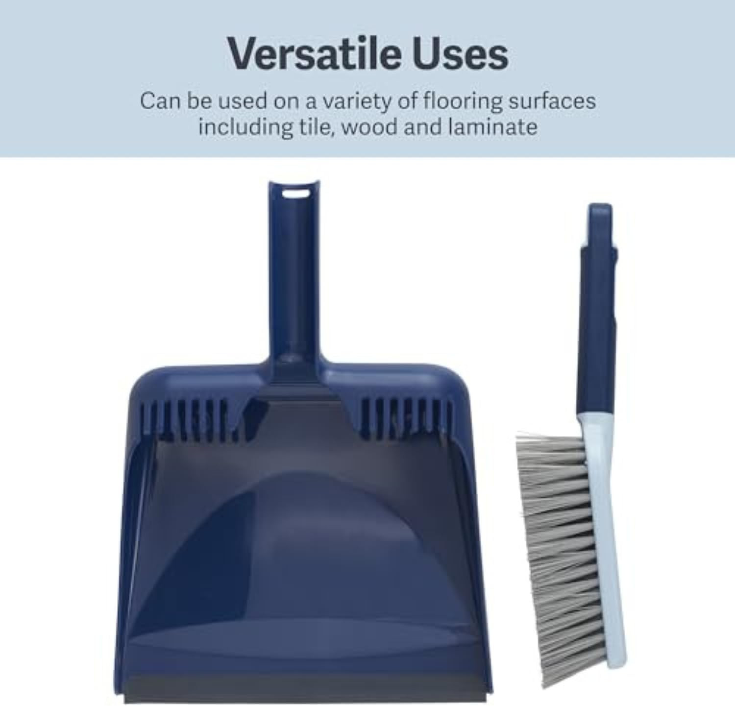 Wayclean Handheld Angled, Medium, Grey Dustpan and Brush Set, Green and Taupe