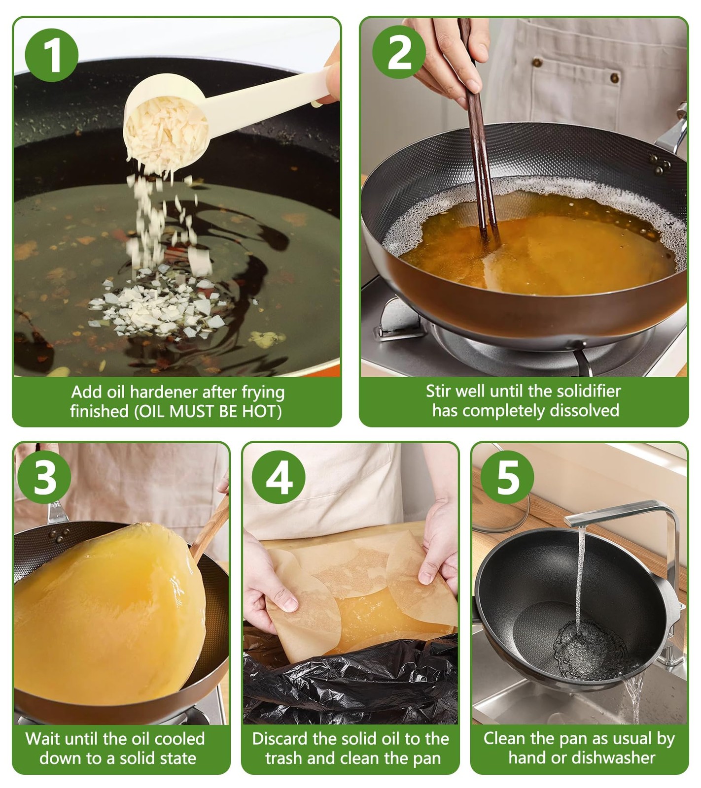 Cooking Oil Solidifier, Solidifies Up to 40 Cups from Mess, 100% Plant-Based …