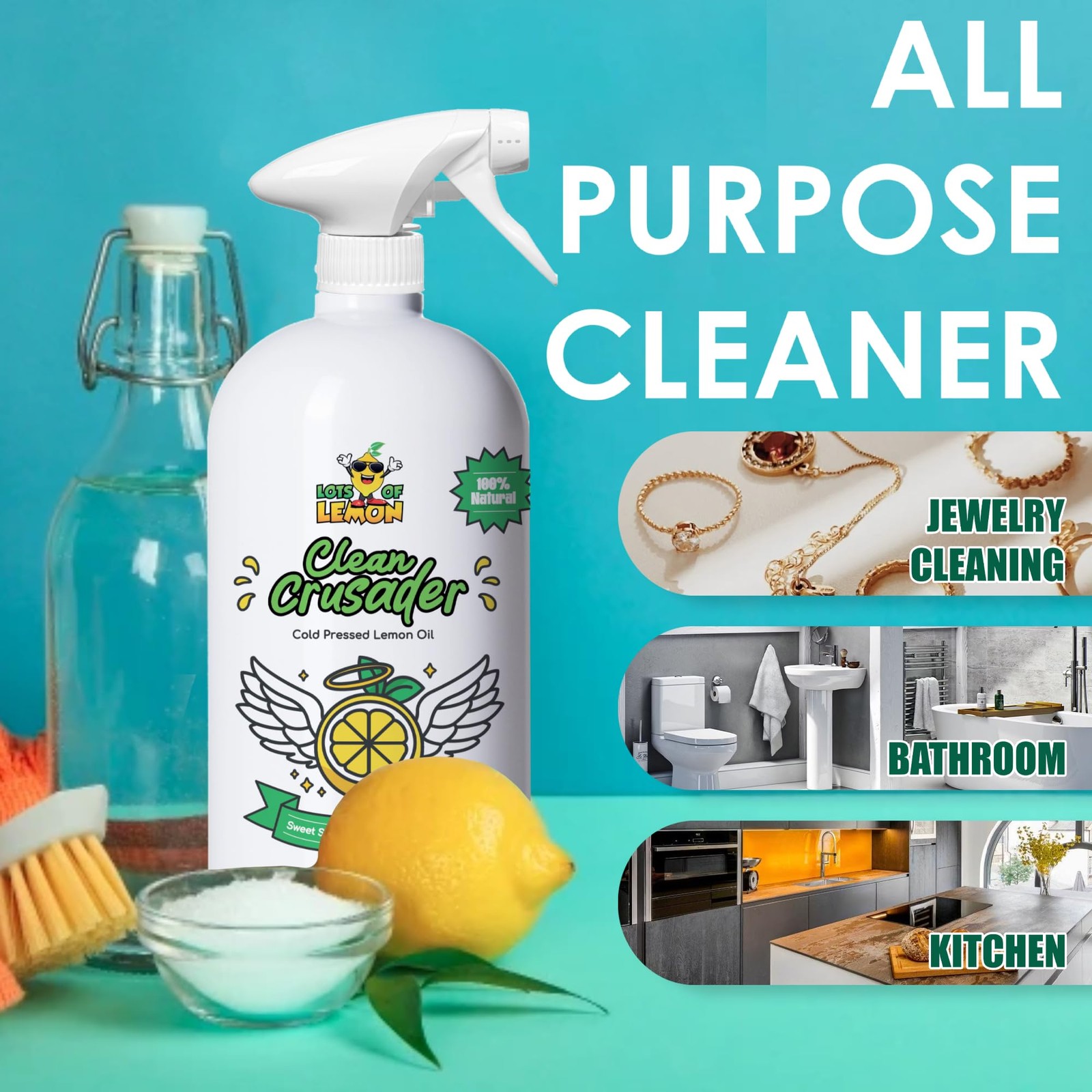 – Clean Crusader Cold Pressed Lemon Oil All Purpose Cleaning Spray for Kitche…