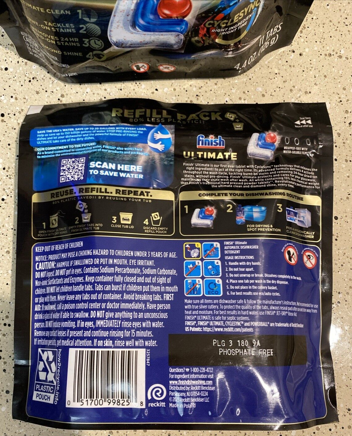 (LOT OF 2) Finish Powerball ULTIMATE Dishwasher Detergent Tabs 11 Count