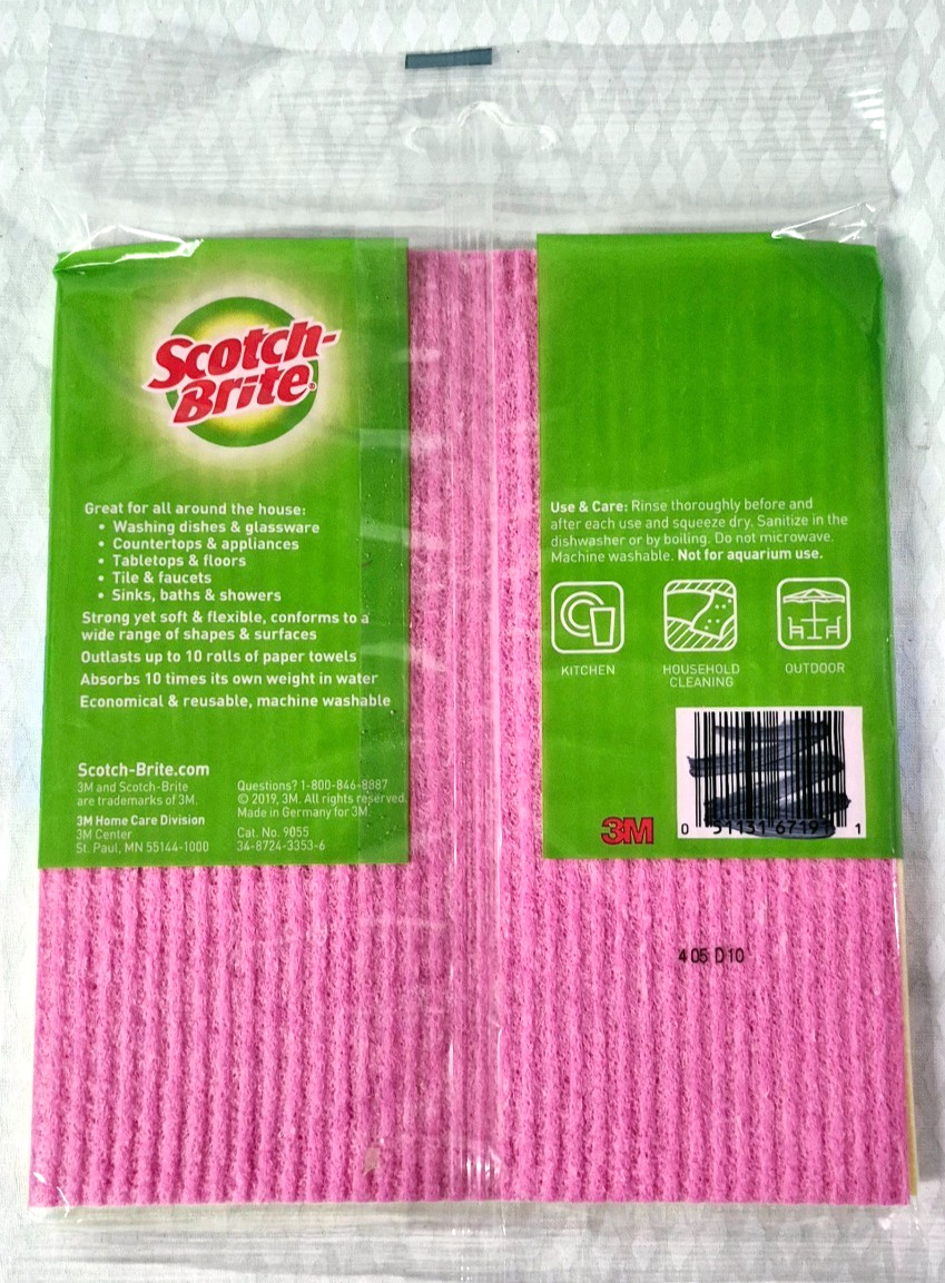 Scotch Brite Sponge Cloths 6.8 in x 7.8 in Absorbs Like a Sponge 2 Pack NEW