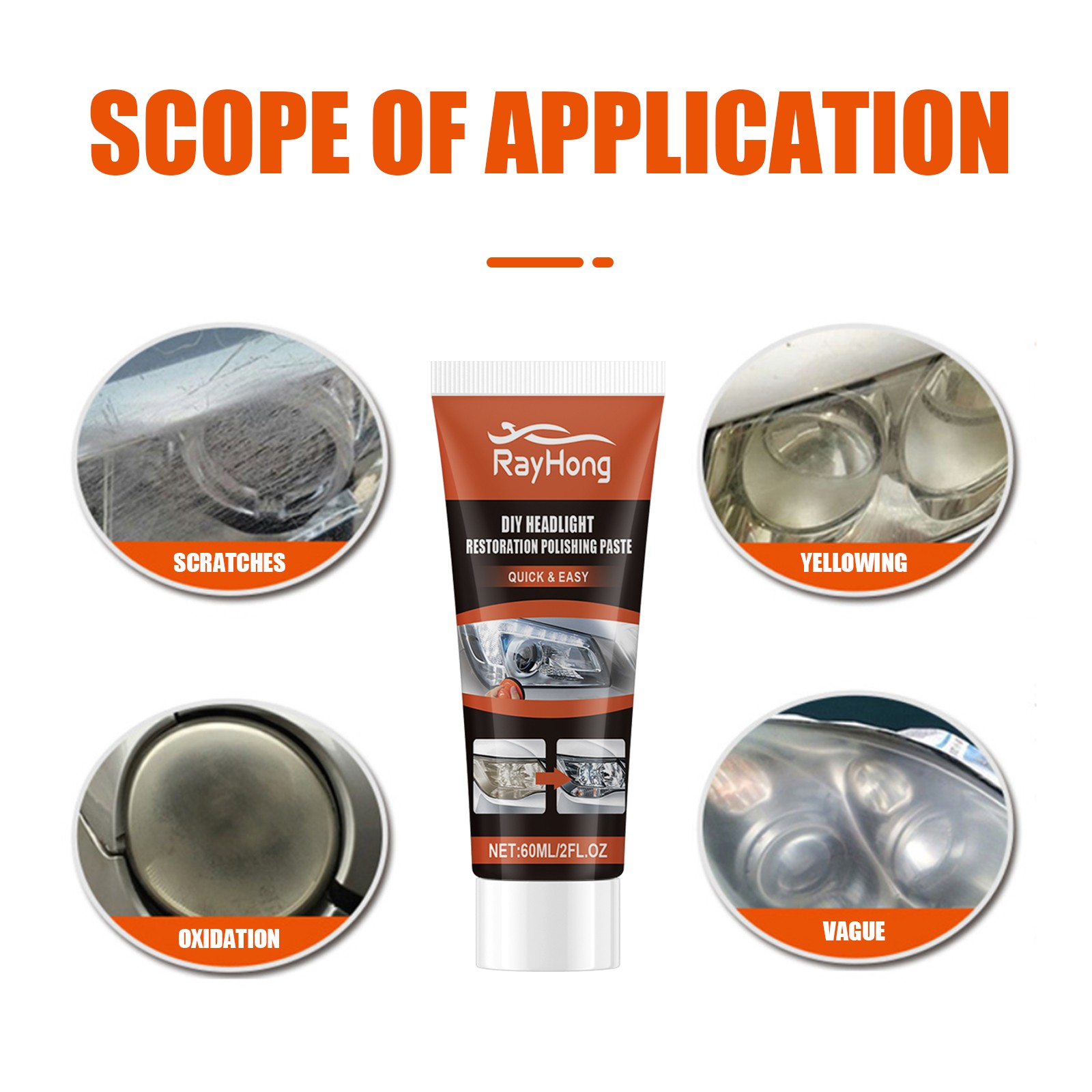 Headlight Restorer Kit UV Coating Scratch Remover Yellow Foggy Lens Cleaner