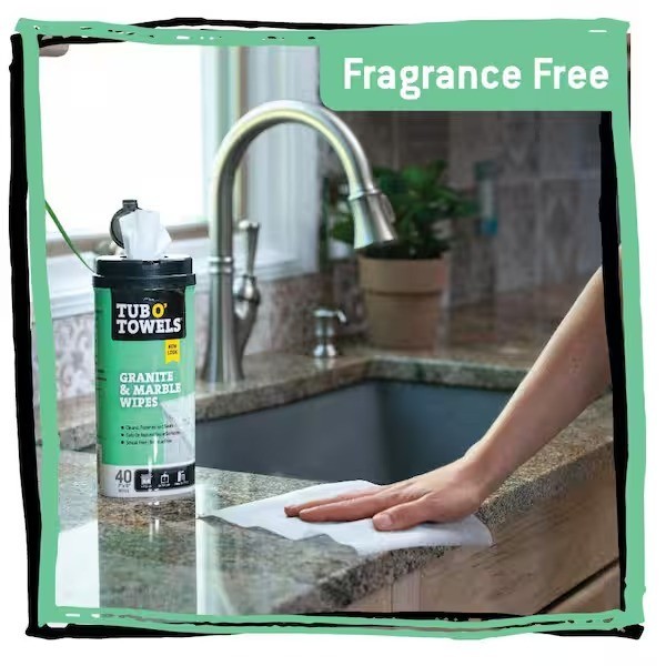 Tub O’ Towels Granite and Marble Cleaning Wipes (40-ct) Clean & Polish No Streak