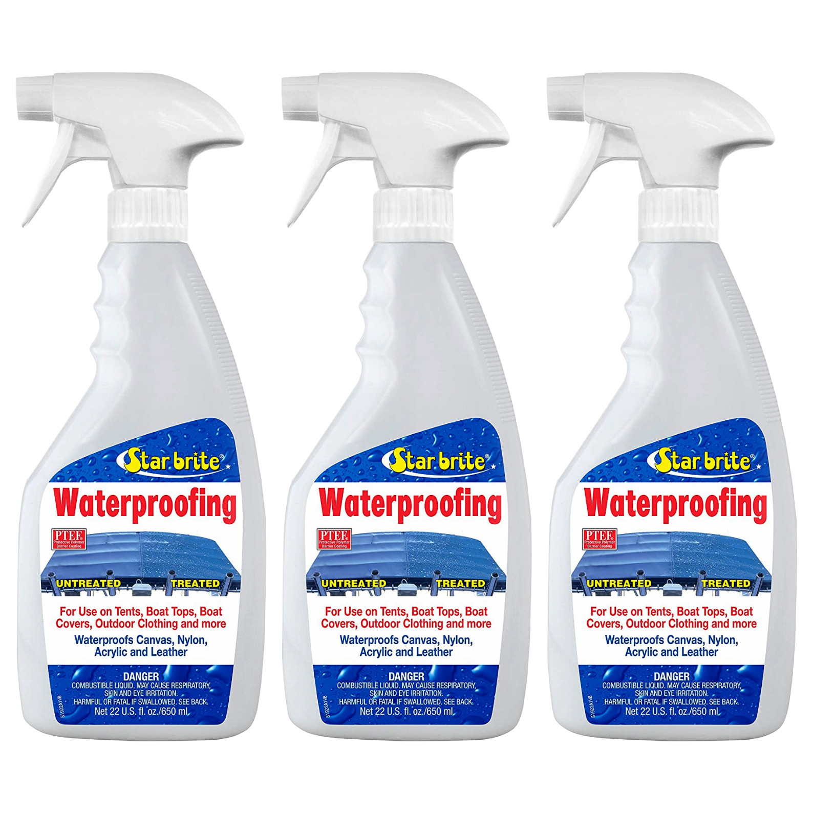STAR BRITE Waterproofing Fabric Treatment w/ PTEF & Stain Protection 22oz 3 Pack