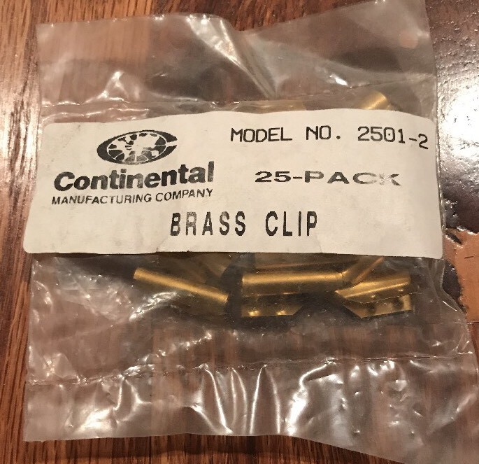 2x New OEM Continental 2501-2 Brass End Clips For Window Squeegees Pack Of 50