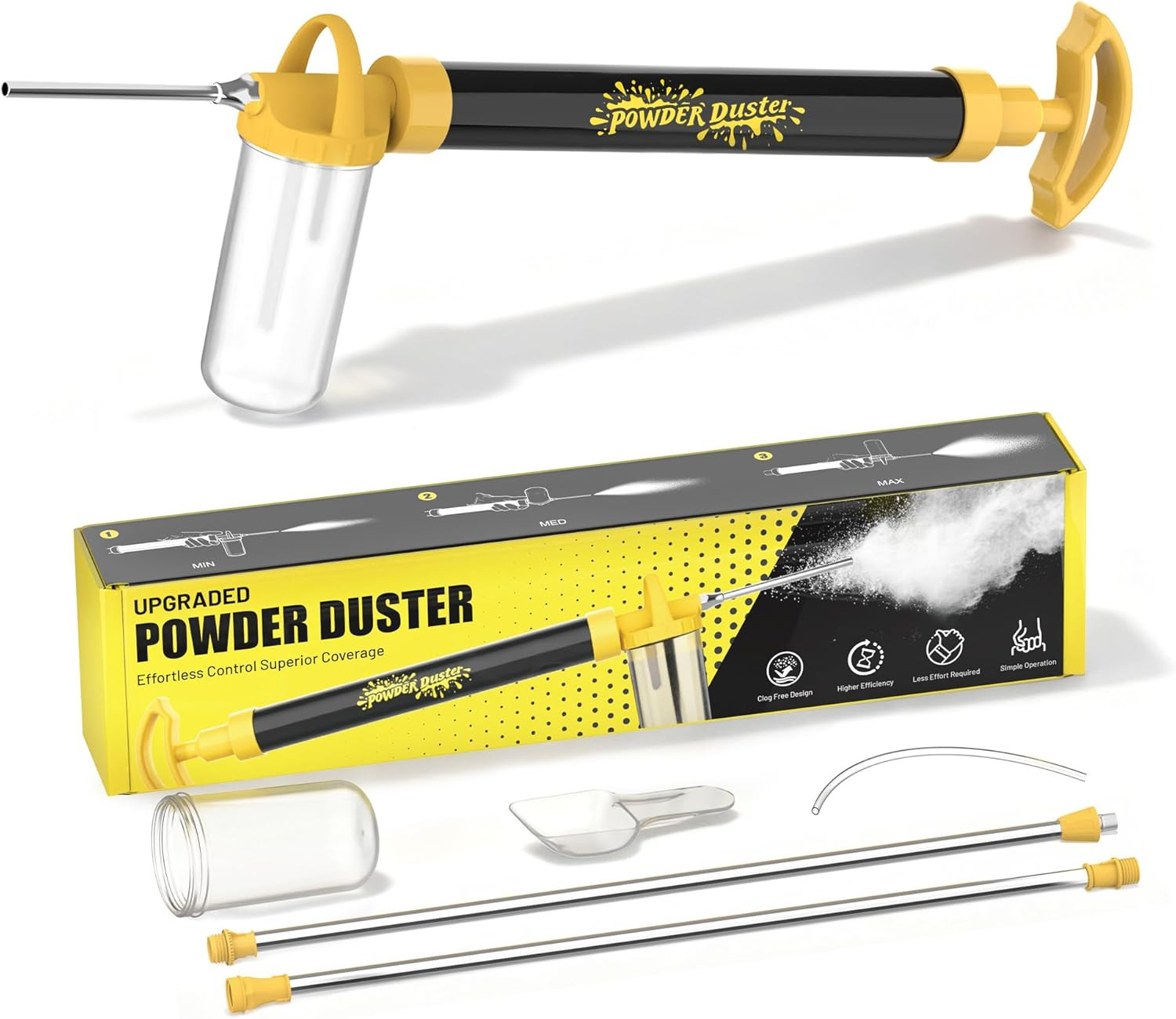 Diatomaceous Earth Duster, Upgraded Powder Duster, Powder Sprayer with Adjustabl