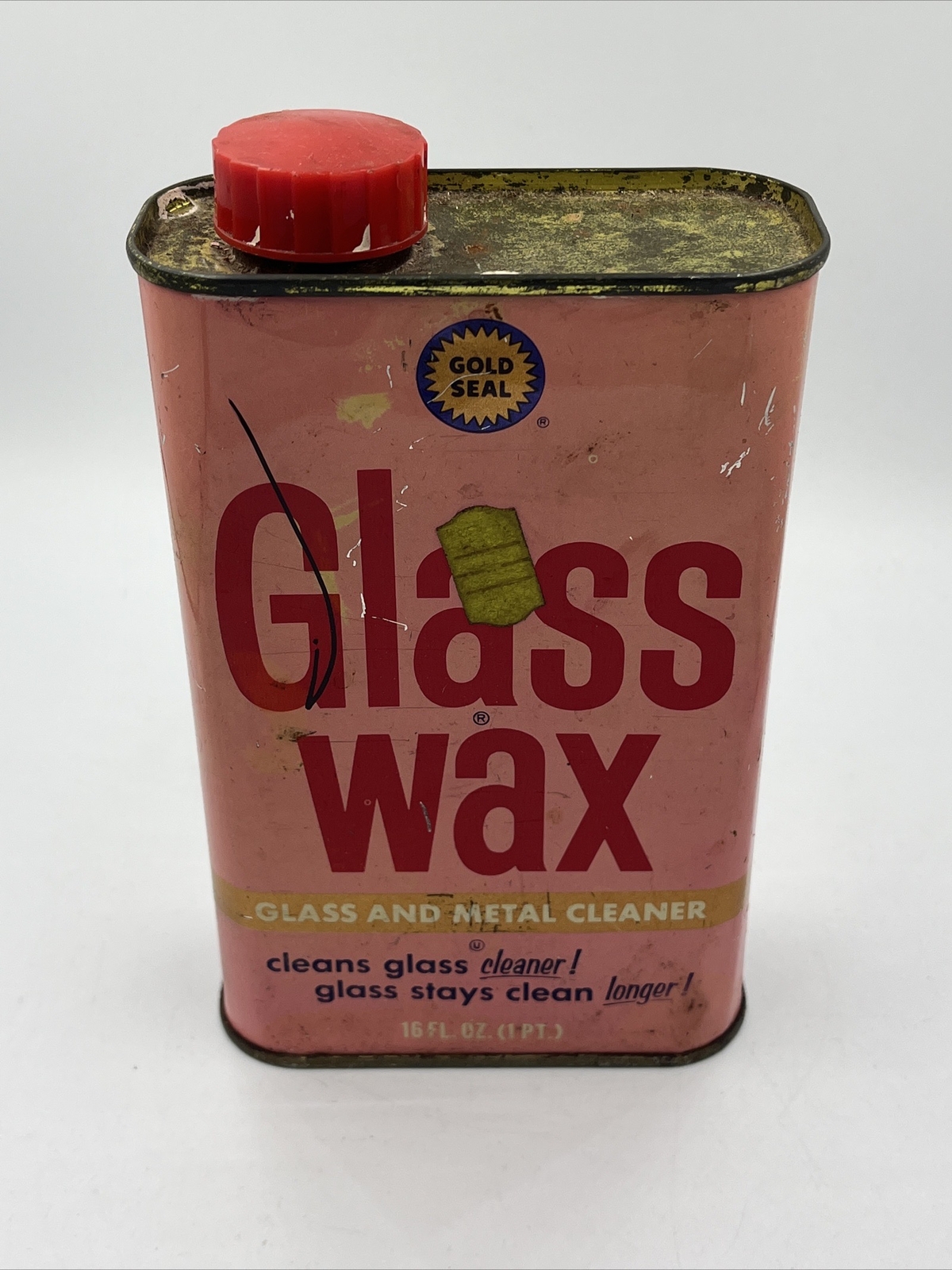 Gold Seal GLASS WAX 16 oz 90% FULL Can Glass & Metal Cleaner