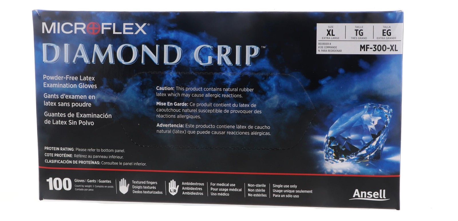 Ansell MICROFLEX ​Diamond Grip MF-300 Exam Standard Gloves X-Large, Off-white