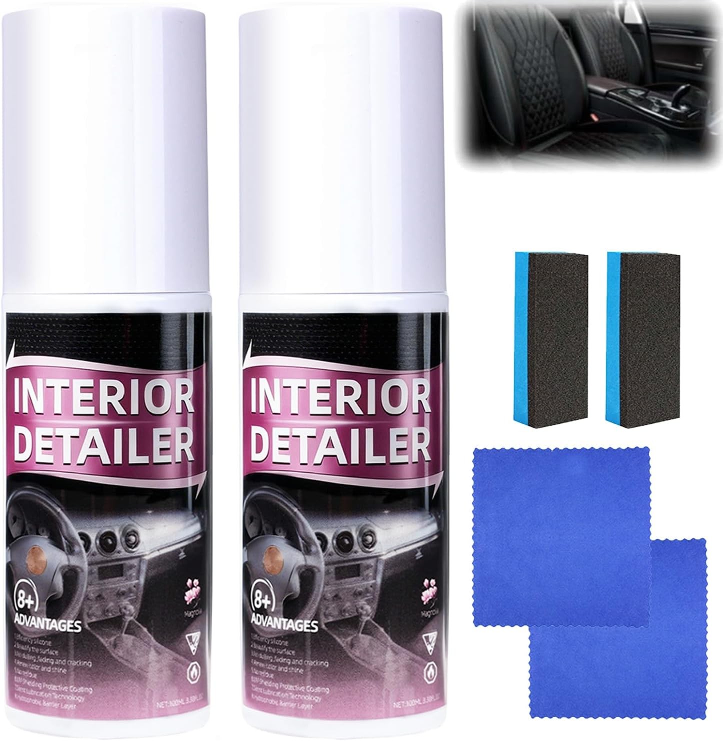 2PCS Polishing Cleaner, Car Interior Cleaner Spray, Total Vehicle Interior Detai