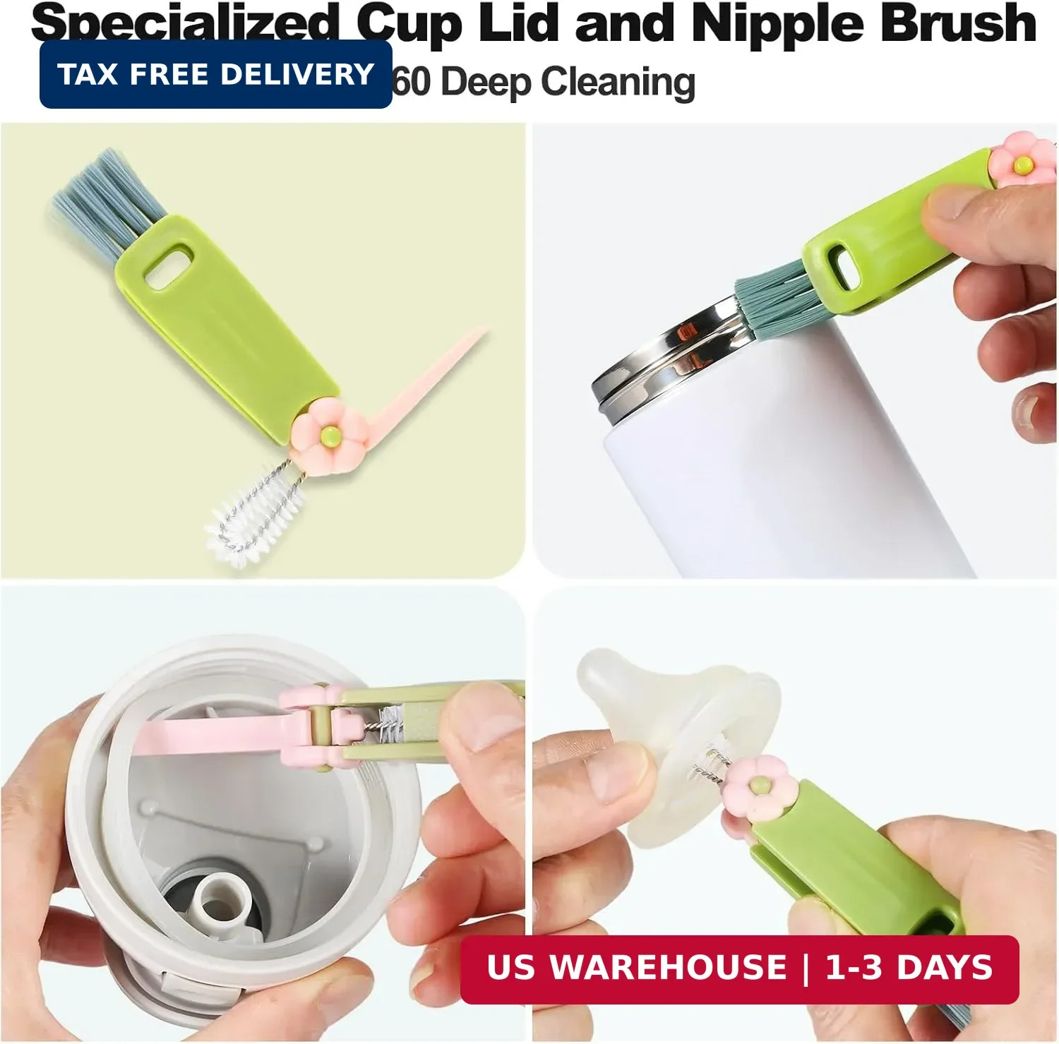 [4 Pack] Bottle Brush, 15 Inches Stainless Steel Long Handle Baby Bottle Scrub C