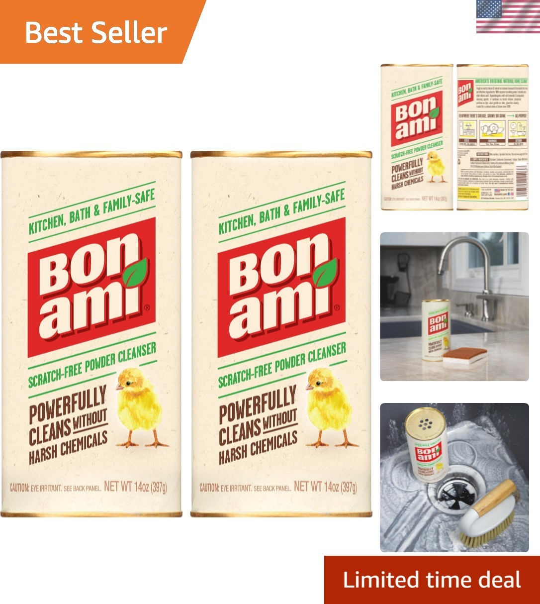 Powder Cleanser for Kitchens & Bathrooms – All Types of Surfaces, Cleans Grim…