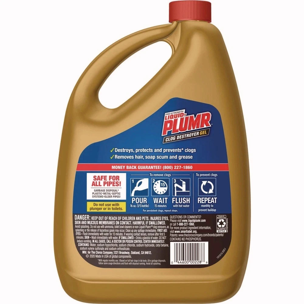 Liquid Plumr 00228CT 80 oz. Gel Pro-Strength Full Clog Destroyer (6/CT) New