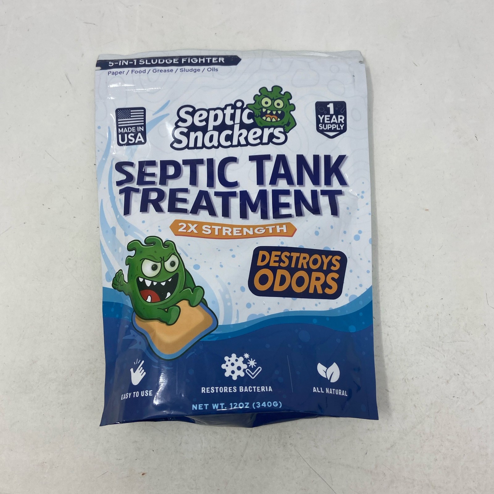 Septic Snackers Septic Tank Pods 2X Strength Blue, 12 Pods/1 Year