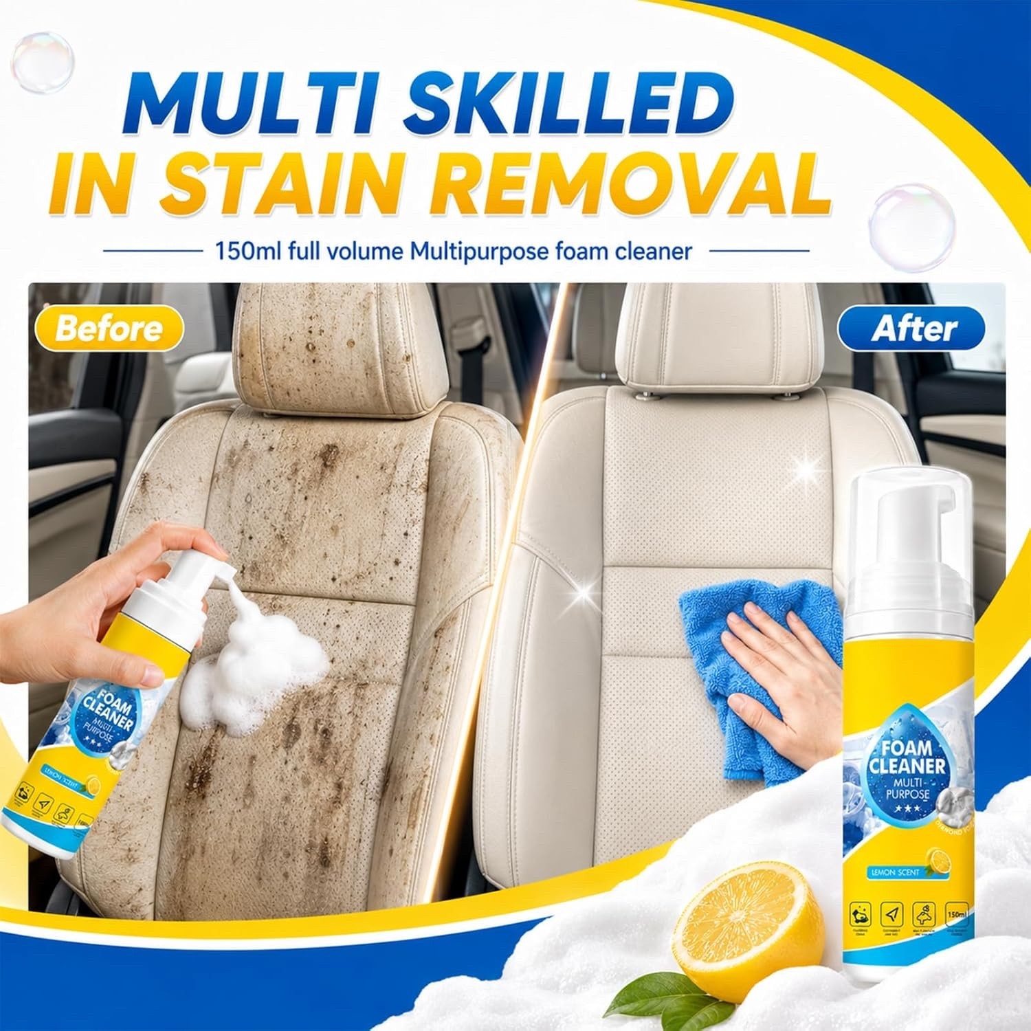 4-in-1 Multi Enzyme Foam Cleaner Spray 150ml Car Kitchen Bathroom Cleaner