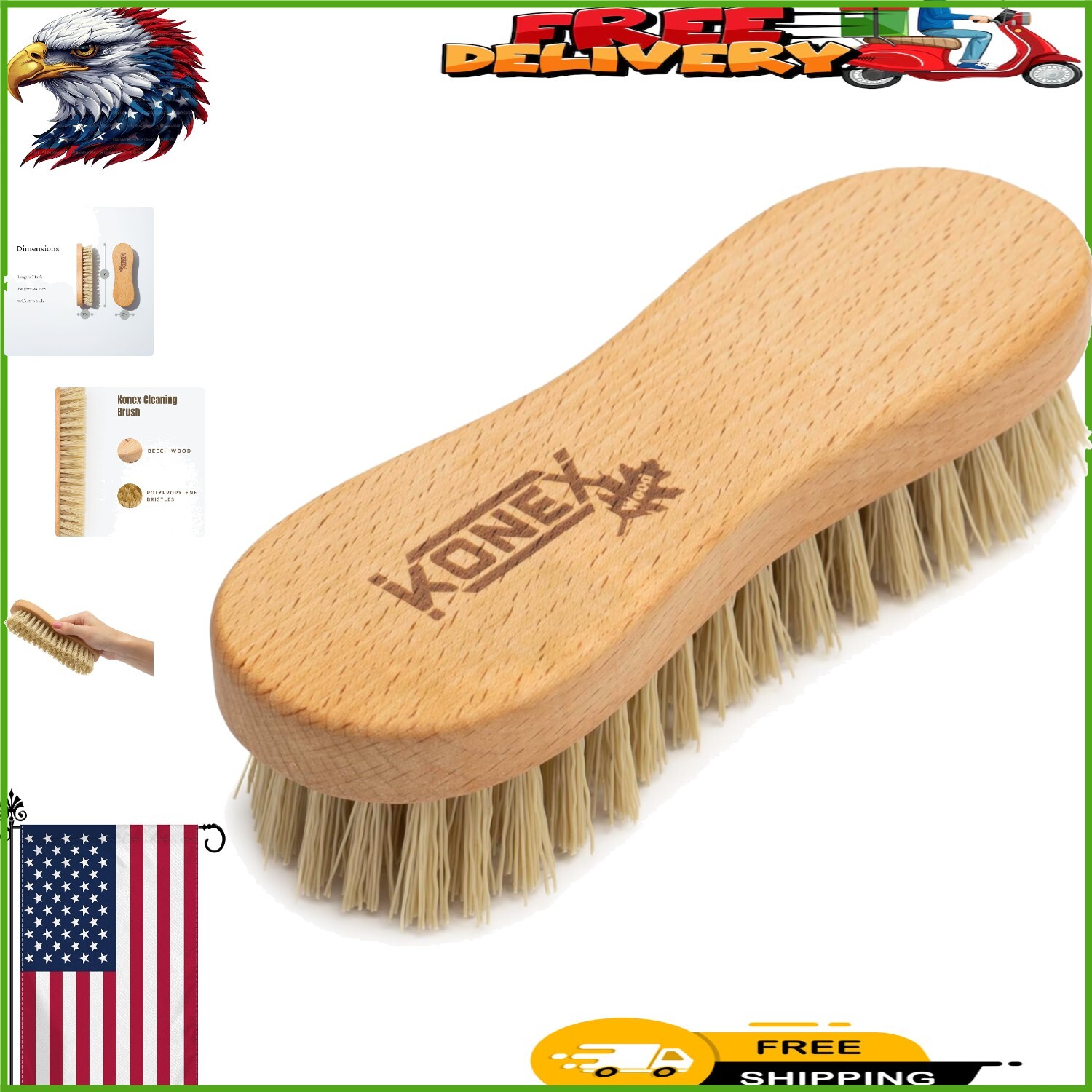 Durable Beech Wood Handheld Scrub Brush with Angled Bristles – Ideal for Floors